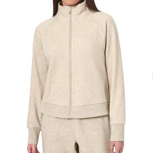 Mondetta Fleece Full Zip Jacket Tan Cozy Fleece Recycled Fabric Women L